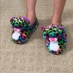 Colorful cheetah slippers